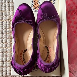 Charlotte Olympia ballet flats size 39 1/2 Amethyst satin